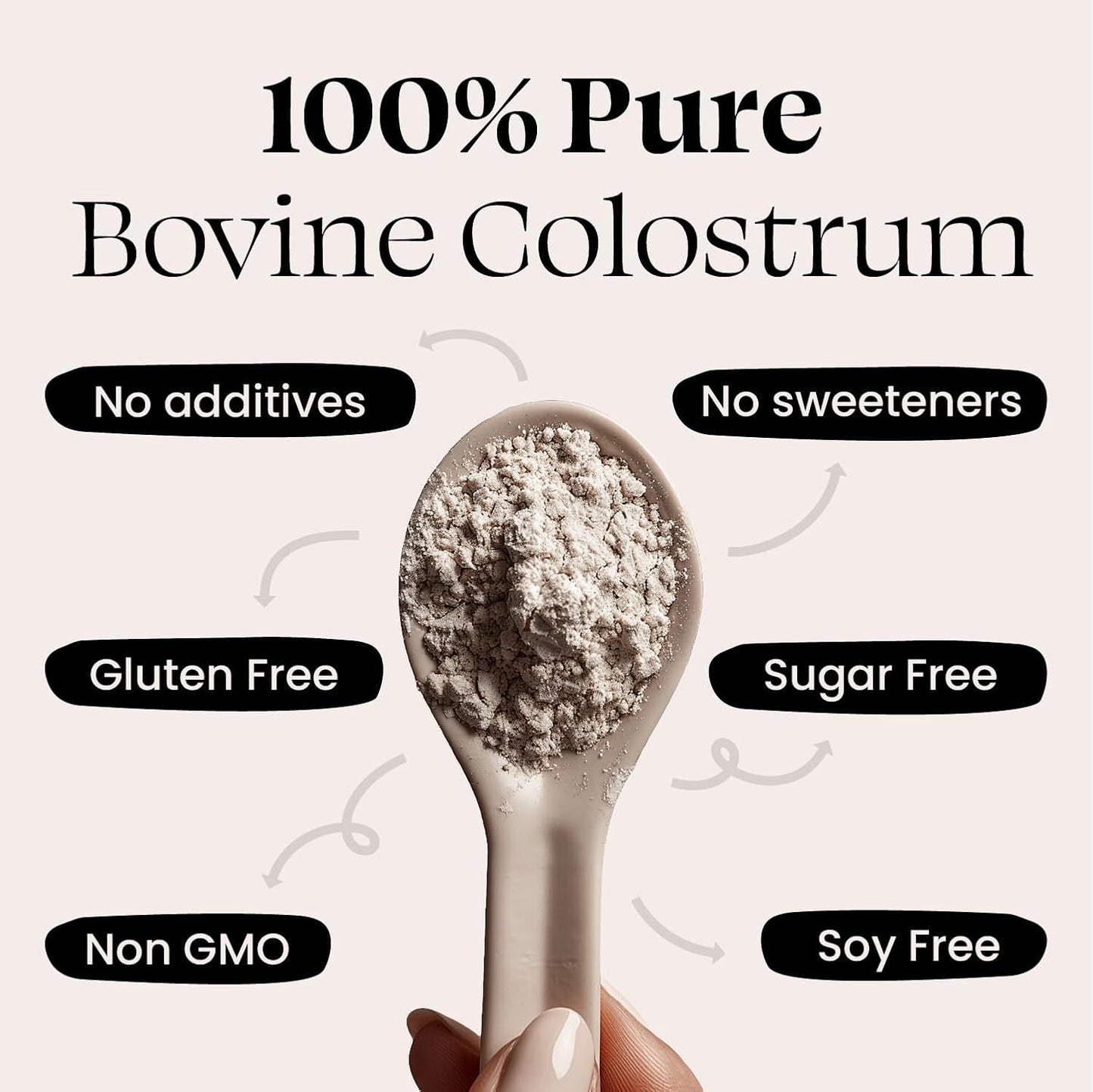 MUUU Bovine Colostrum Supplement Powder for Gut Health, Immune Support, Hair, Skin, Nails - Unflavored, 120 Servings