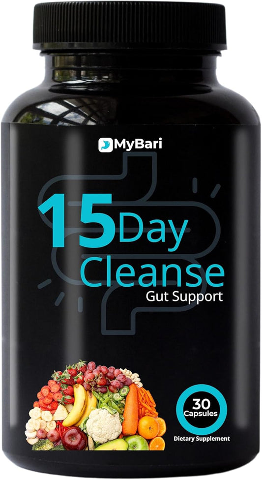 Mybari 15 Day Cleanse for Gut and Colon Support - Advanced Detox for Men & Women - Non-GMO - 30 Capsules