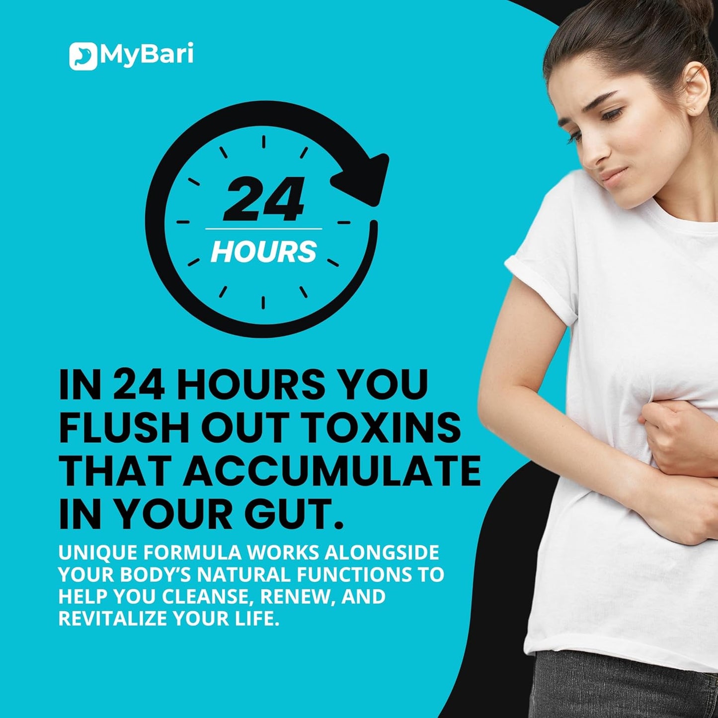 Mybari 15 Day Cleanse for Gut and Colon Support - Advanced Detox for Men & Women - Non-GMO - 30 Capsules