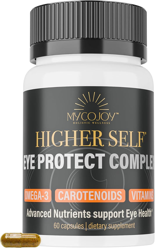 MYCOJOY Higher SELF™ Eye Protect Complex Blue Light Defense Supplement with Lion’s Mane, Omega-3, Lutein, Zeaxanthin, Bilberry, Eyebright | 60 Capsules