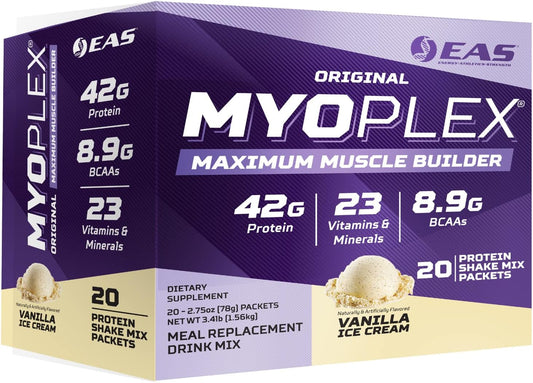 Myoplex Maximum Muscle Builder Protein Drink Mix - Vanilla Ice Cream Flavor - 42g Protein - 20 Packets