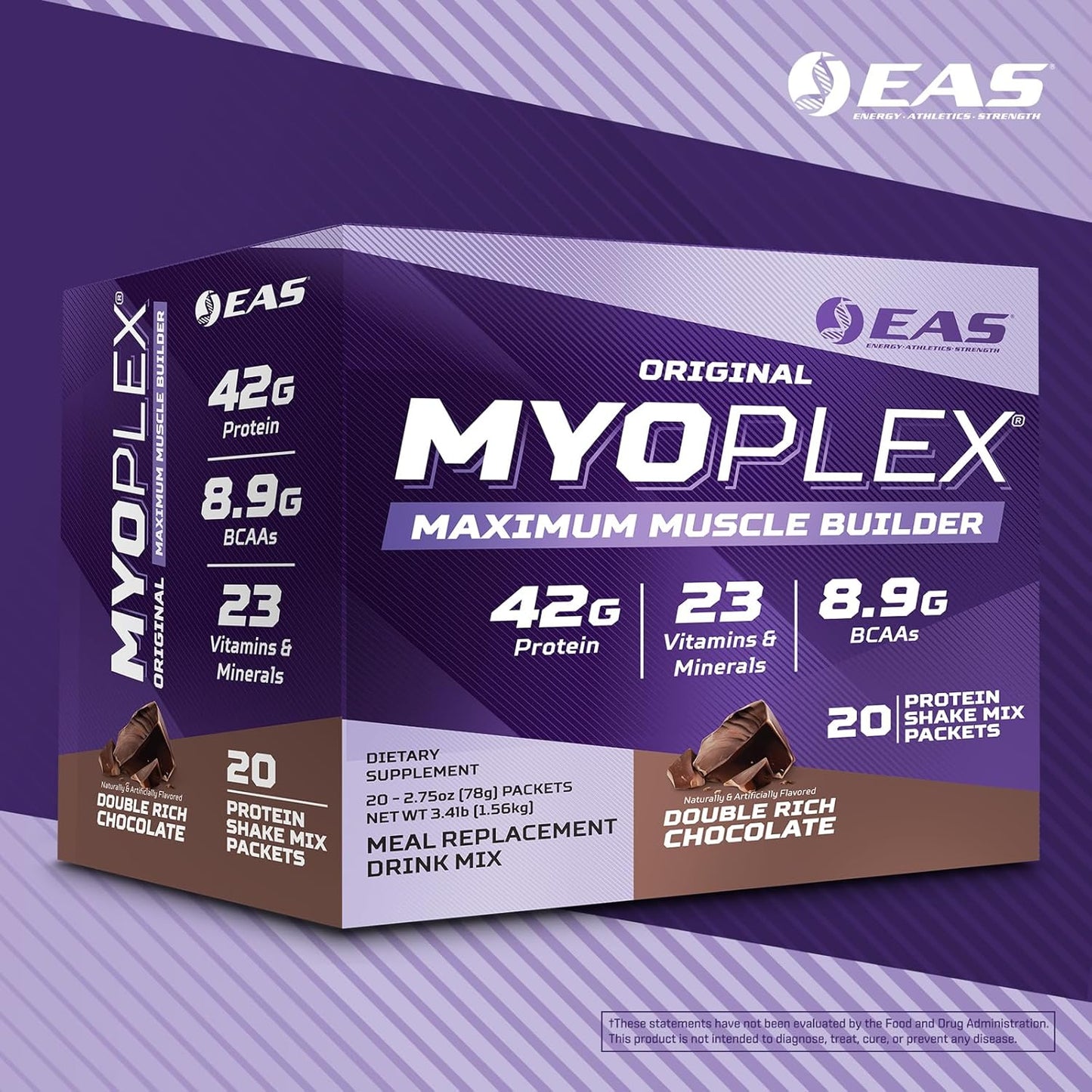 Myoplex Maximum Muscle Builder Protein Drink Mix - Vanilla Ice Cream Flavor - 42g Protein - 20 Packets