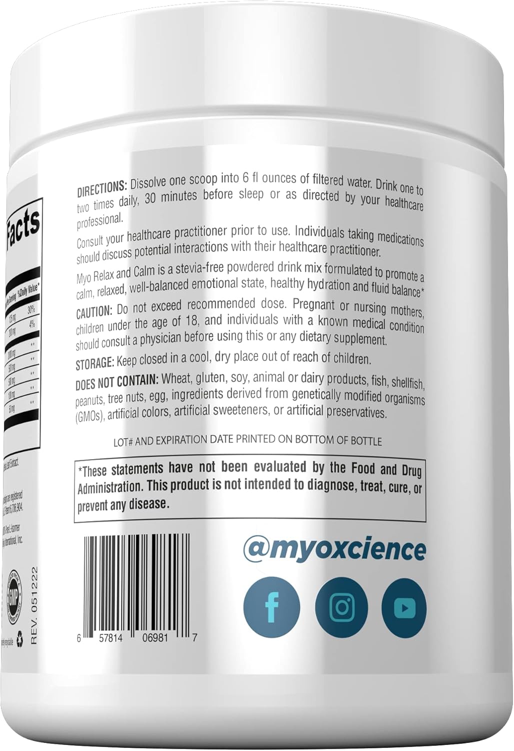 Myoxcience Myo Relax & Calm Supplement - Supports Sleep, Neurotransmitters, and Hormones - Berry Flavor
