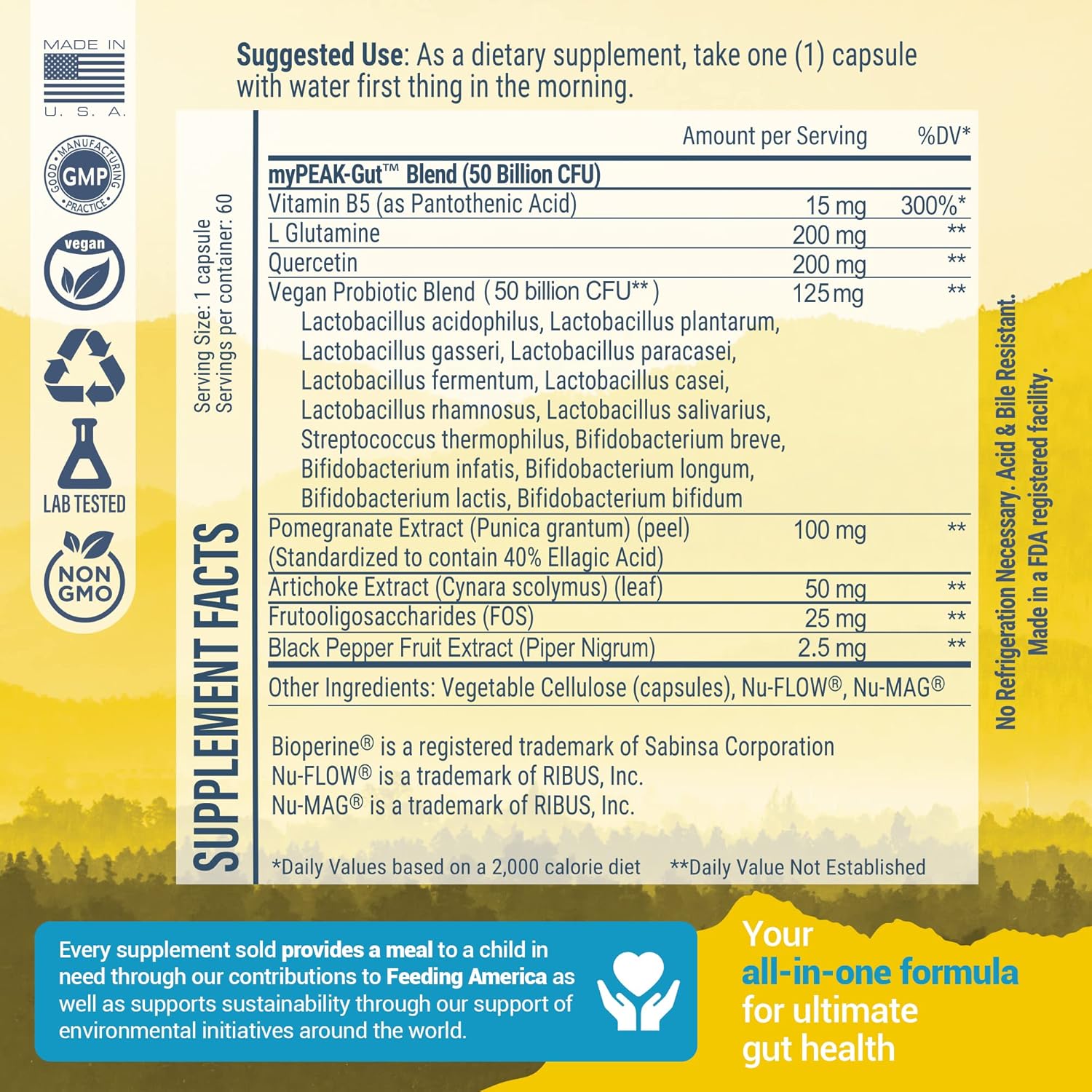 myPEAK PeakBiotic: Vegan Synbiotic with 50 Billion CFU Probiotics, Prebiotics, Postbiotics, Modbiotics for Digestion, Skin, Mood - 2-Month Supply, 60 Capsules