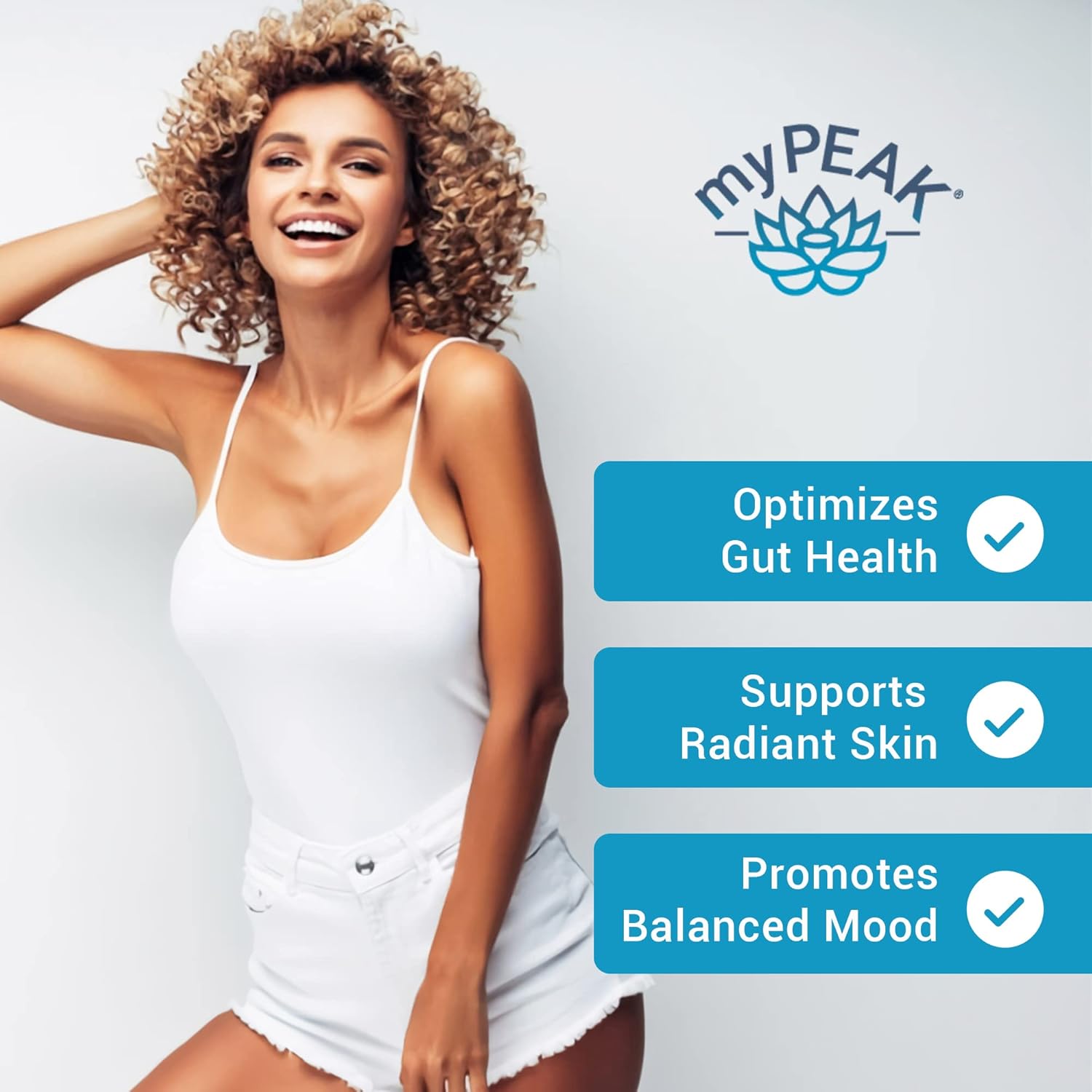 myPEAK PeakBiotic: Vegan Synbiotic with 50 Billion CFU Probiotics, Prebiotics, Postbiotics, Modbiotics for Digestion, Skin, Mood - 2-Month Supply, 60 Capsules