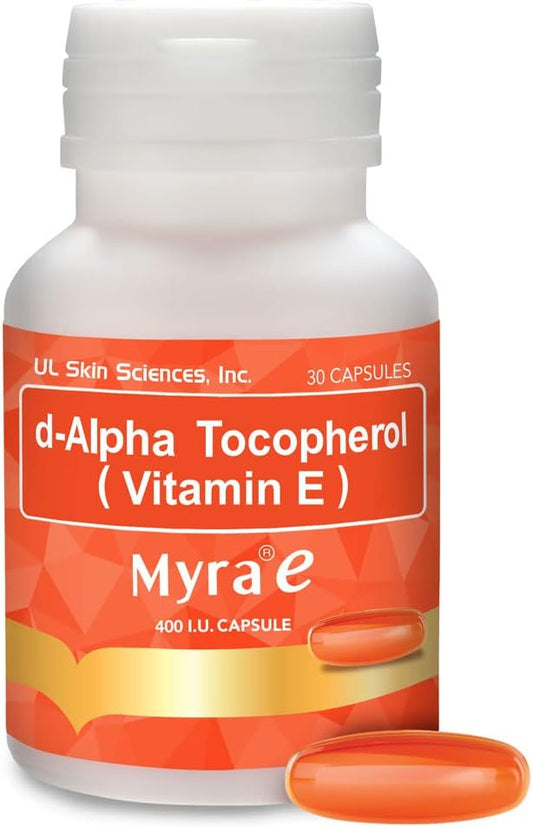 Myra E 400 IU Vitamin E d-Alpha Tocopherol Capsules - Pack of 30