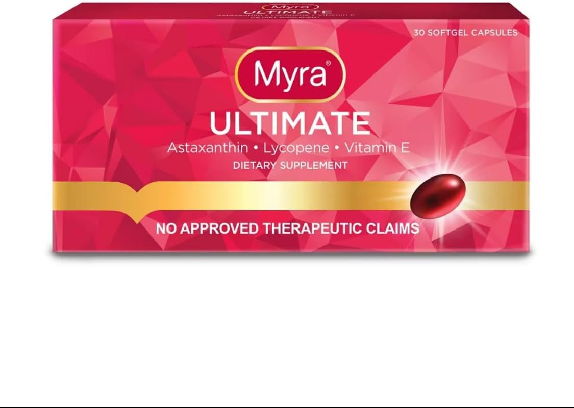 Myra Ultimate Softgel Capsules with Astaxanthin, Lycopene, and Vitamin E - 30 Count