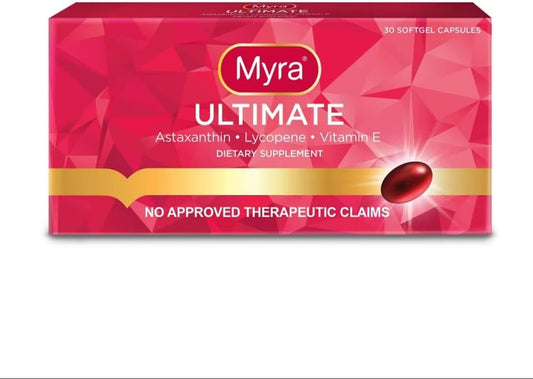 Myra Ultimate Softgel Capsules with Astaxanthin, Lycopene, and Vitamin E - 30 Count