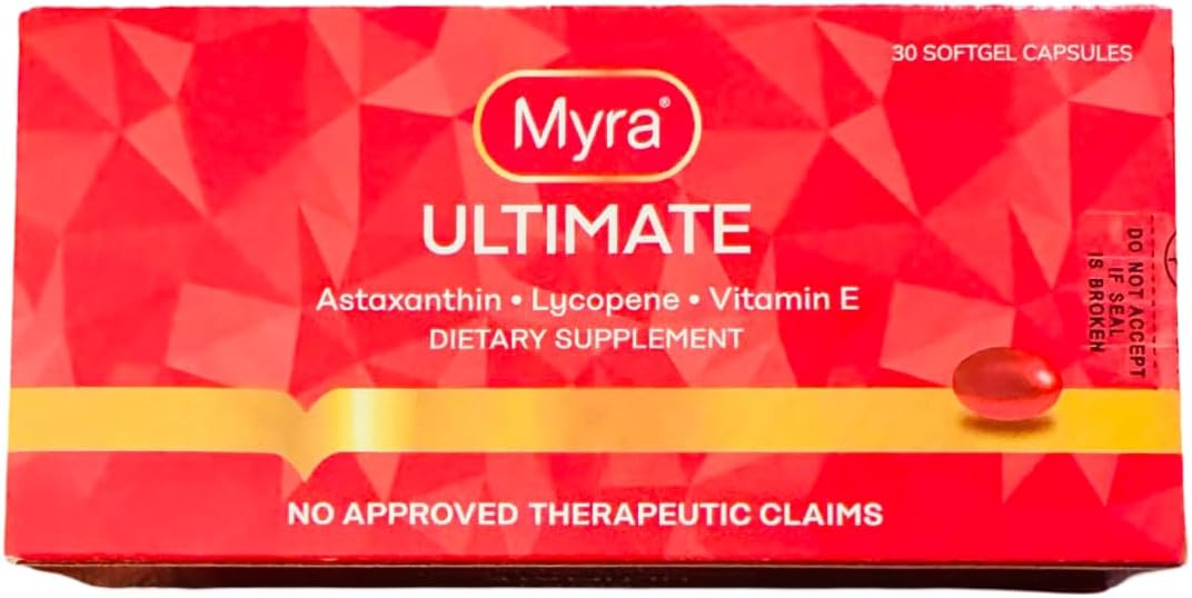 Myra Ultimate Softgel Capsules with Astaxanthin, Lycopene, and Vitamin E - 30 Count