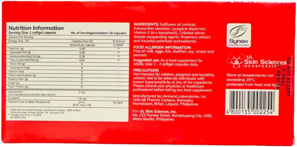 Myra Ultimate Softgel Capsules with Astaxanthin, Lycopene, and Vitamin E - 30 Count