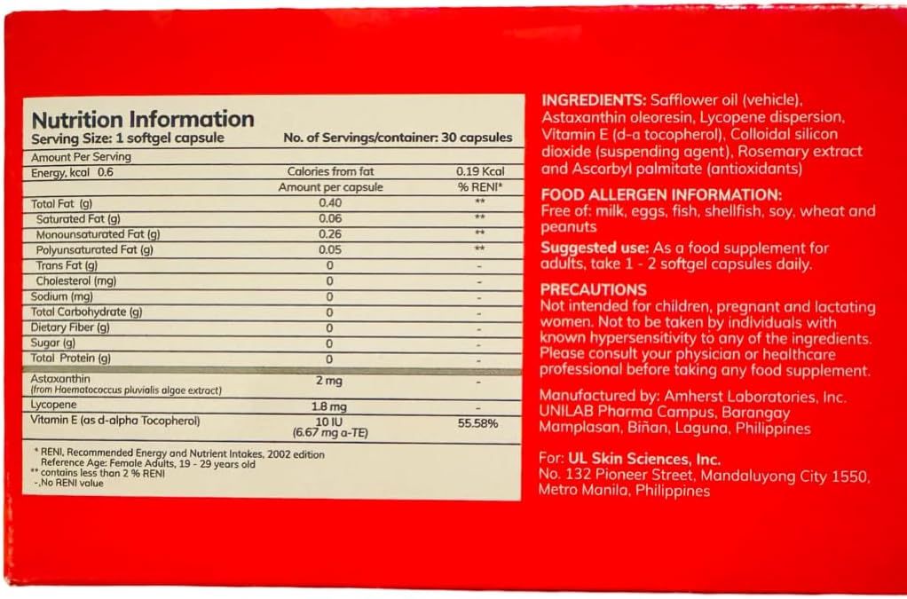 Myra Ultimate Softgel Capsules with Astaxanthin, Lycopene, and Vitamin E - 30 Count