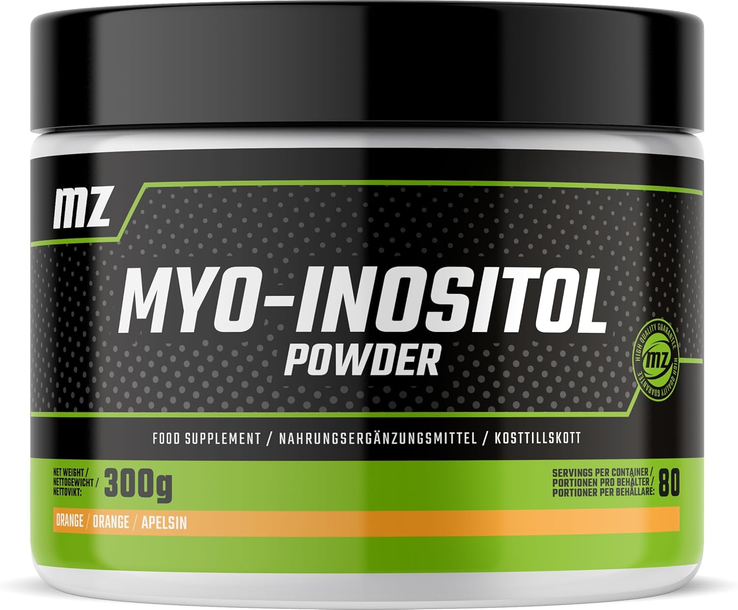 MZ Myo-Inositol Powder 300g - 3750mg per Serving - 80 Servings - Orange Flavour