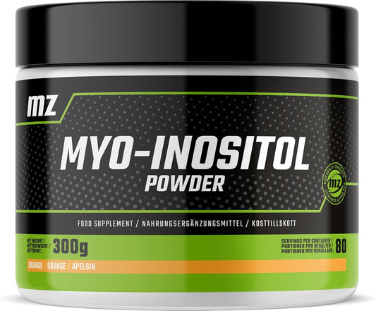 MZ Myo-Inositol Powder 300g - 3750mg per Serving - 80 Servings - Orange Flavour