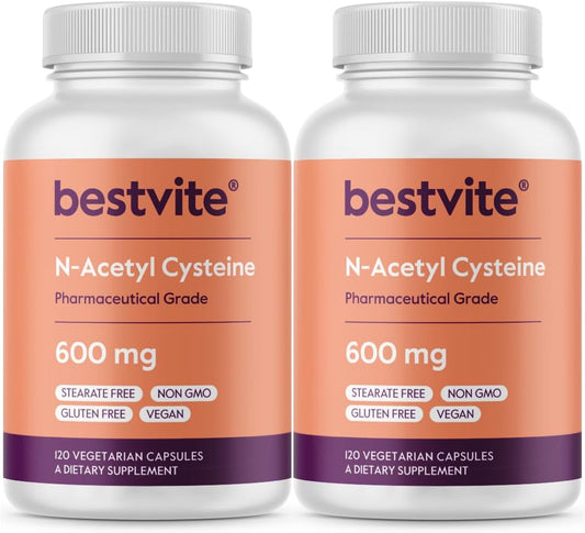 N-Acetyl Cysteine 600mg (NAC) Supplement - 240 Vegetarian Capsules - Vegan, Non-GMO, Gluten Free, No Fillers