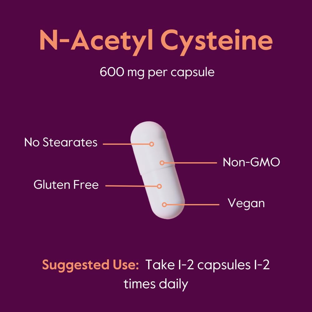 N-Acetyl Cysteine 600mg (NAC) Supplement - 240 Vegetarian Capsules - Vegan, Non-GMO, Gluten Free, No Fillers