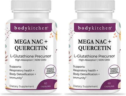 N-Acetyl Cysteine 600mg with Quercetin for Respiratory Health & Immune Support - Liver & Kidney Detox - 2 Pack Veggie Caps