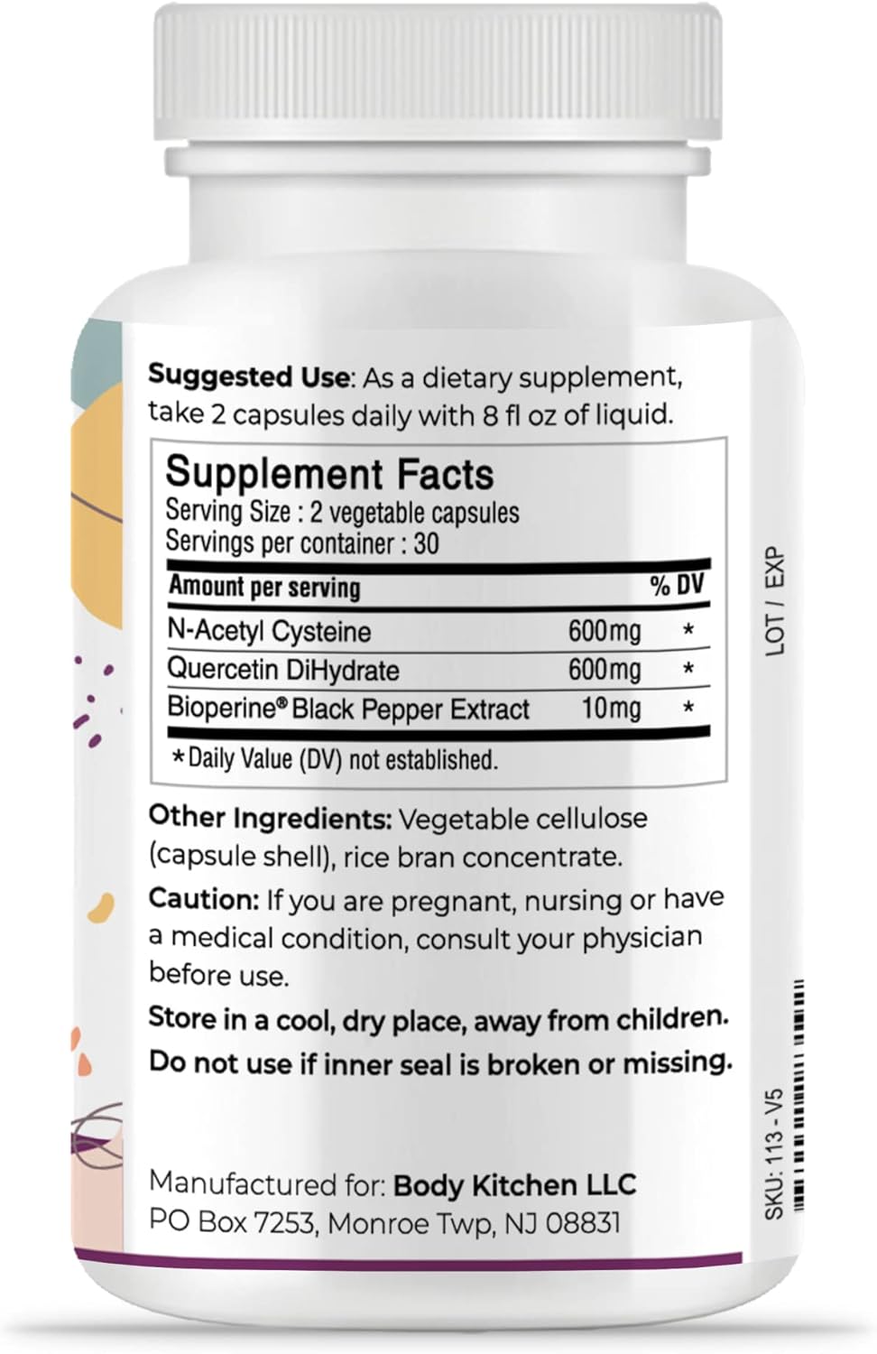N-Acetyl Cysteine 600mg with Quercetin for Respiratory Health & Immune Support - Liver & Kidney Detox - 2 Pack Veggie Caps