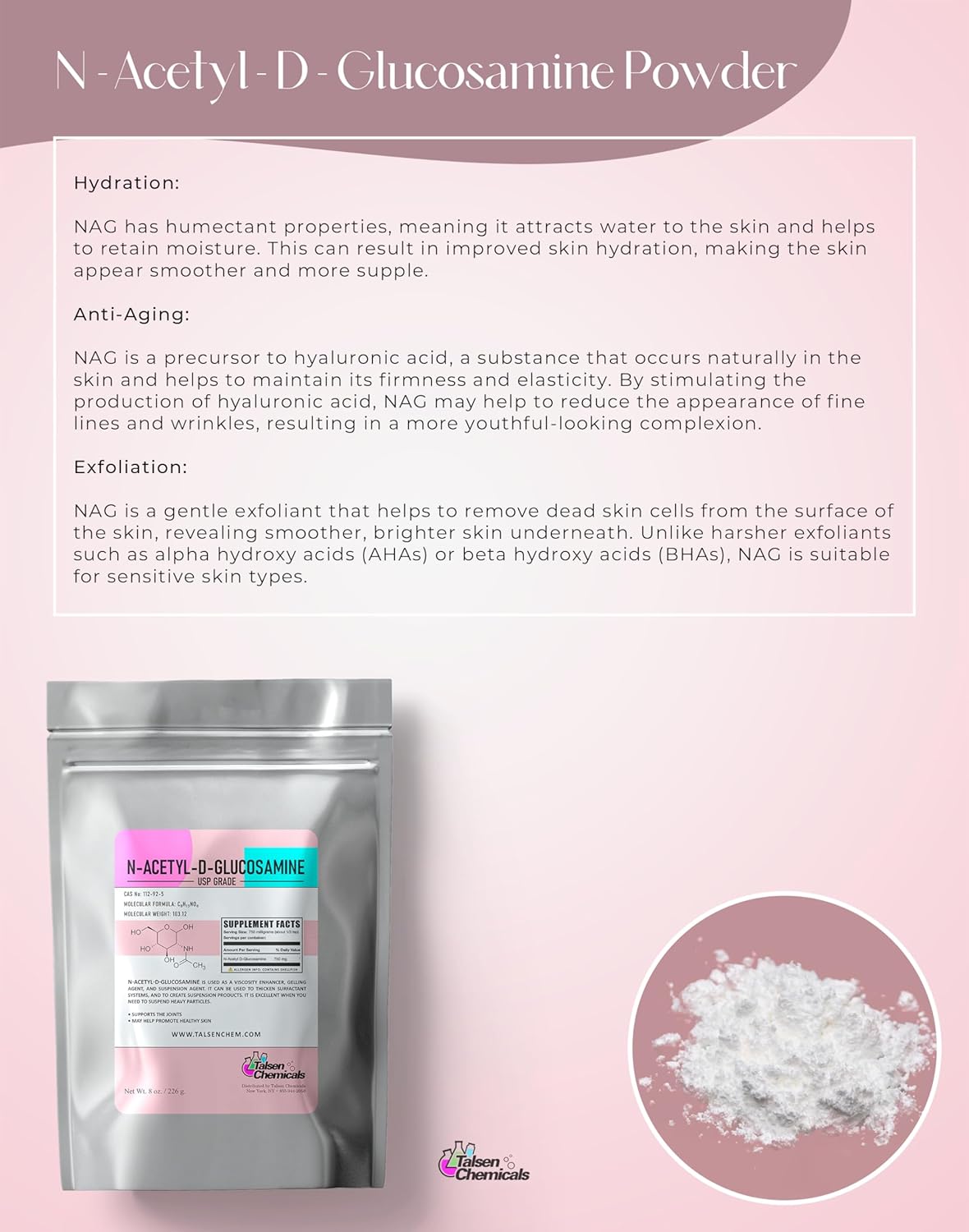 N-Acetyl D-Glucosamine Powder for Joint Health and Cartilage Support - 8oz (226g)