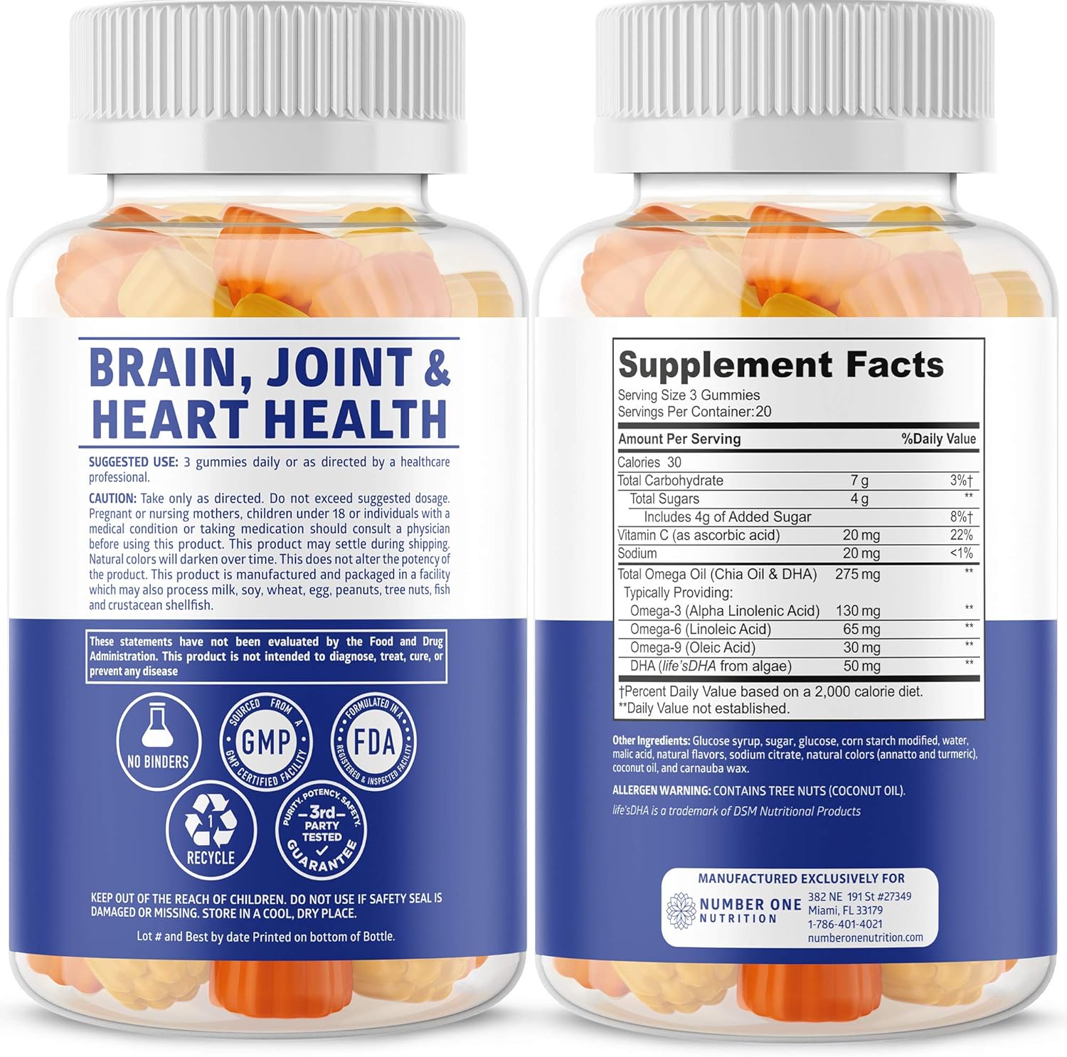 N1N Premium Blood Circulation Supplement with 8 Powerful Herbs & Vitamins, Omega 3 6 9 + DHA Gummies - 2 Pack Bundle