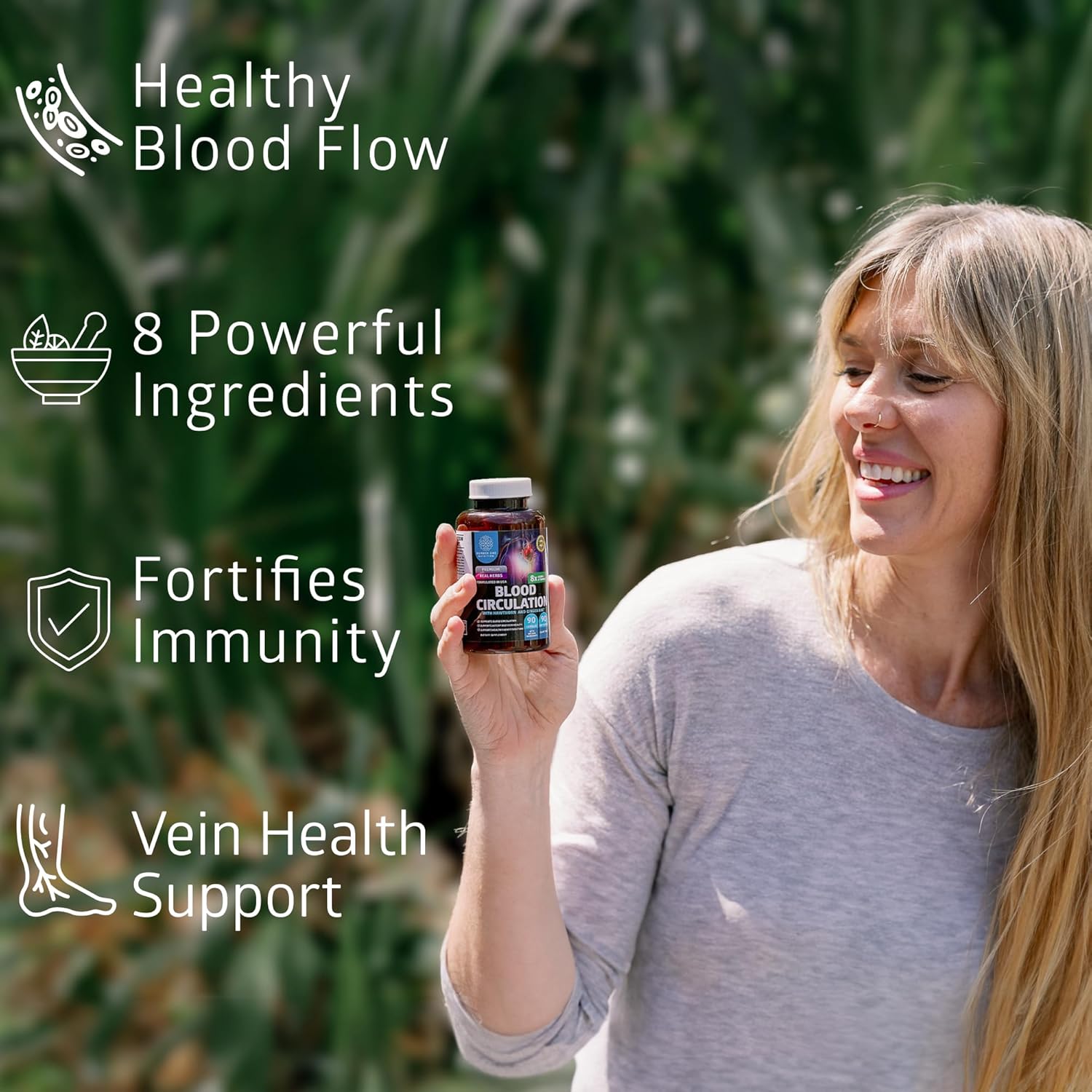 N1N Premium Blood Circulation Supplement with 8 Powerful Herbs & Vitamins, Omega 3 6 9 + DHA Gummies - 2 Pack Bundle