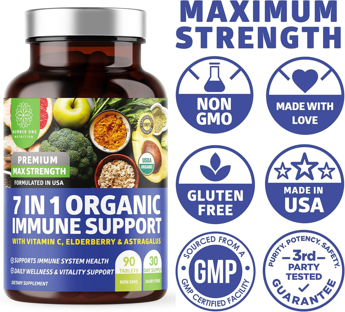 N1N Premium Elderberry Immune Support Supplement Bundle - 10 Potent Ingredients, 7 in 1 Formula - USDA Organic - 2 Pack