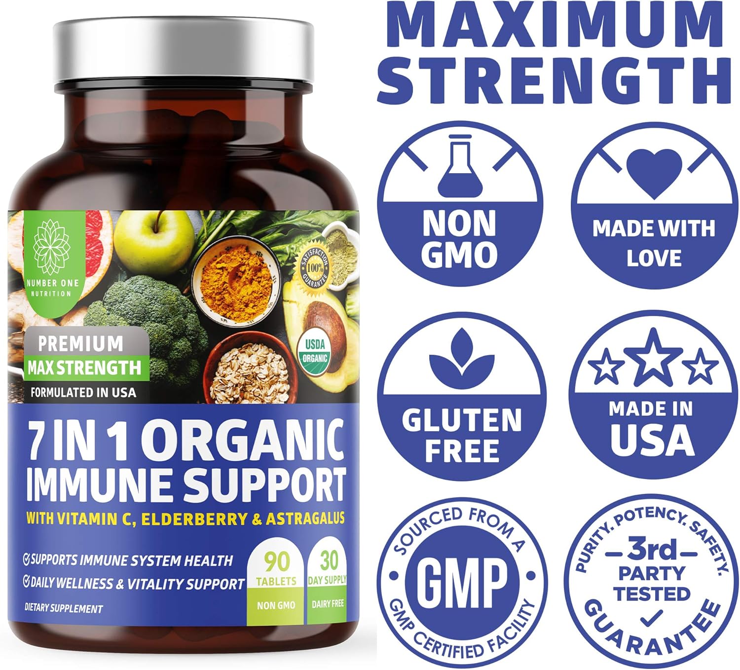 N1N Premium Elderberry Immune Support Supplement Bundle - 10 Potent Ingredients, 7 in 1 Formula - USDA Organic - 2 Pack