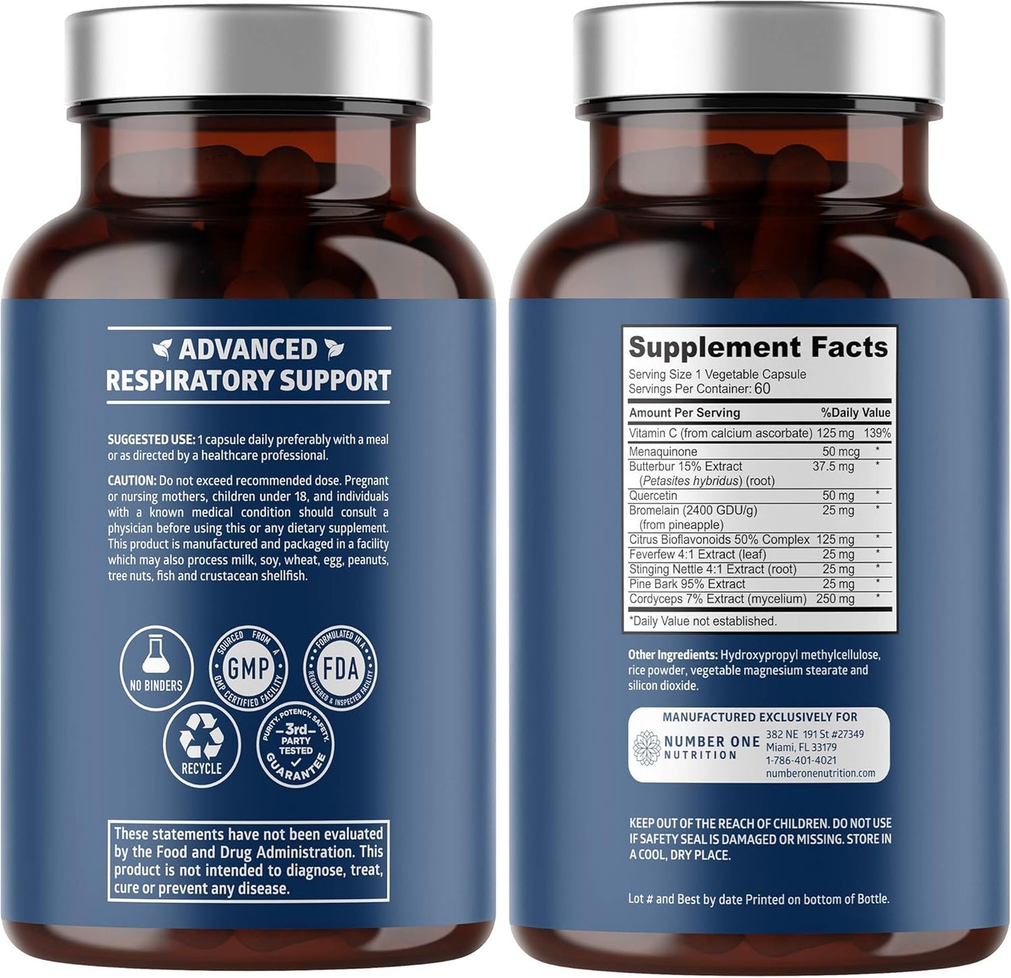 N1N Premium Lung Support Supplement with 10 Potent Ingredients for Natural Cleanse & Detox - Supports Respiratory Health - 60 Veg Caps