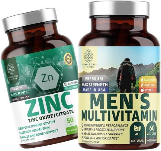 N1N Premium Men's Daily Multivitamin Bundle with Vitamins A C E D, Magnesium, and Zinc for 3X Absorption