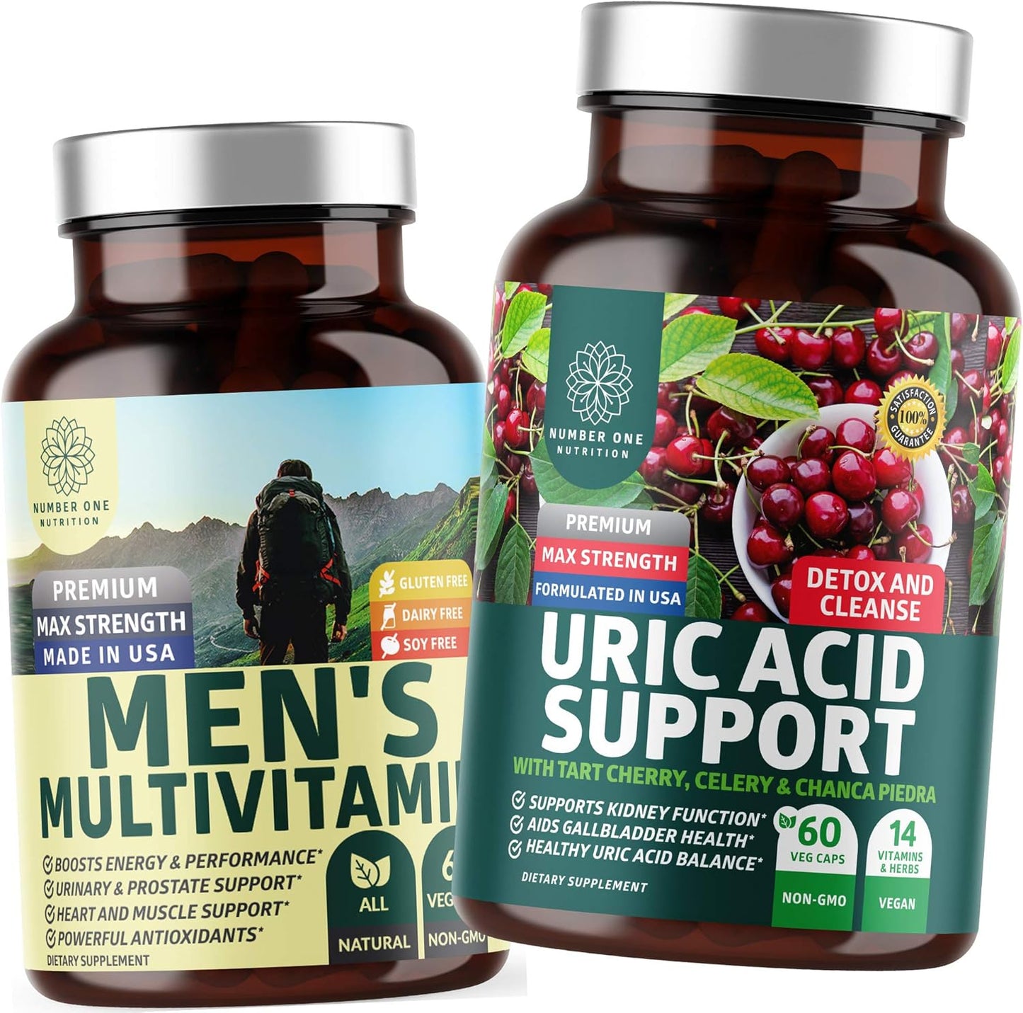 N1N Premium Uric Acid Support & Men's Multivitamins - Natural Energy & Prostate Health - 2 Pack Bundle - BoostGo Australia