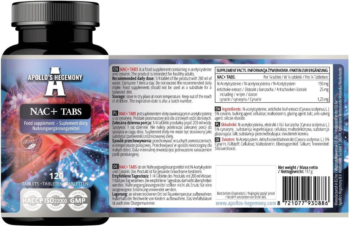 NAC+ 150mg Supplement with Artichoke Extract - 120 Vegan Tablets, Supports Liver Health and Detox, Amino Acid Dietary Supplement