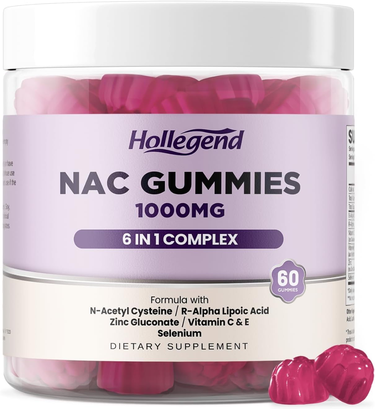 NAC Gummy Supplement with ALA, Zinc, Vitamin C & E for Immune Support - 1000mg, Blueberry Flavor - 60 Ct