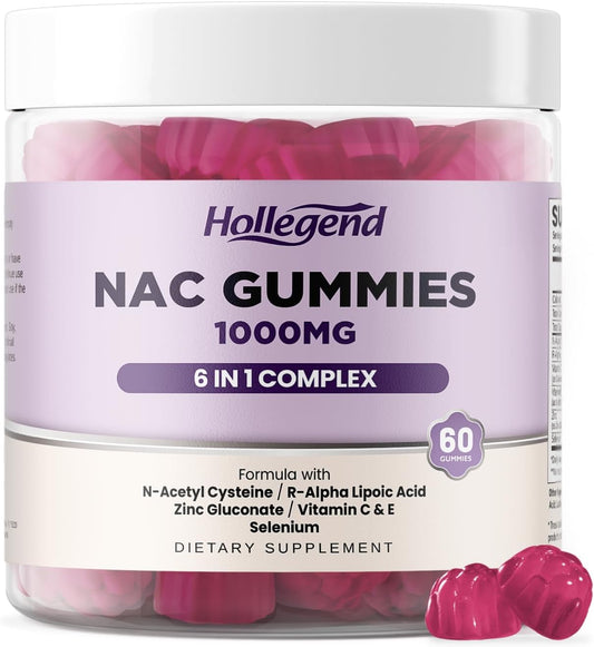 NAC Gummy Supplement with ALA, Zinc, Vitamin C & E for Immune Support - 1000mg, Blueberry Flavor - 60 Ct