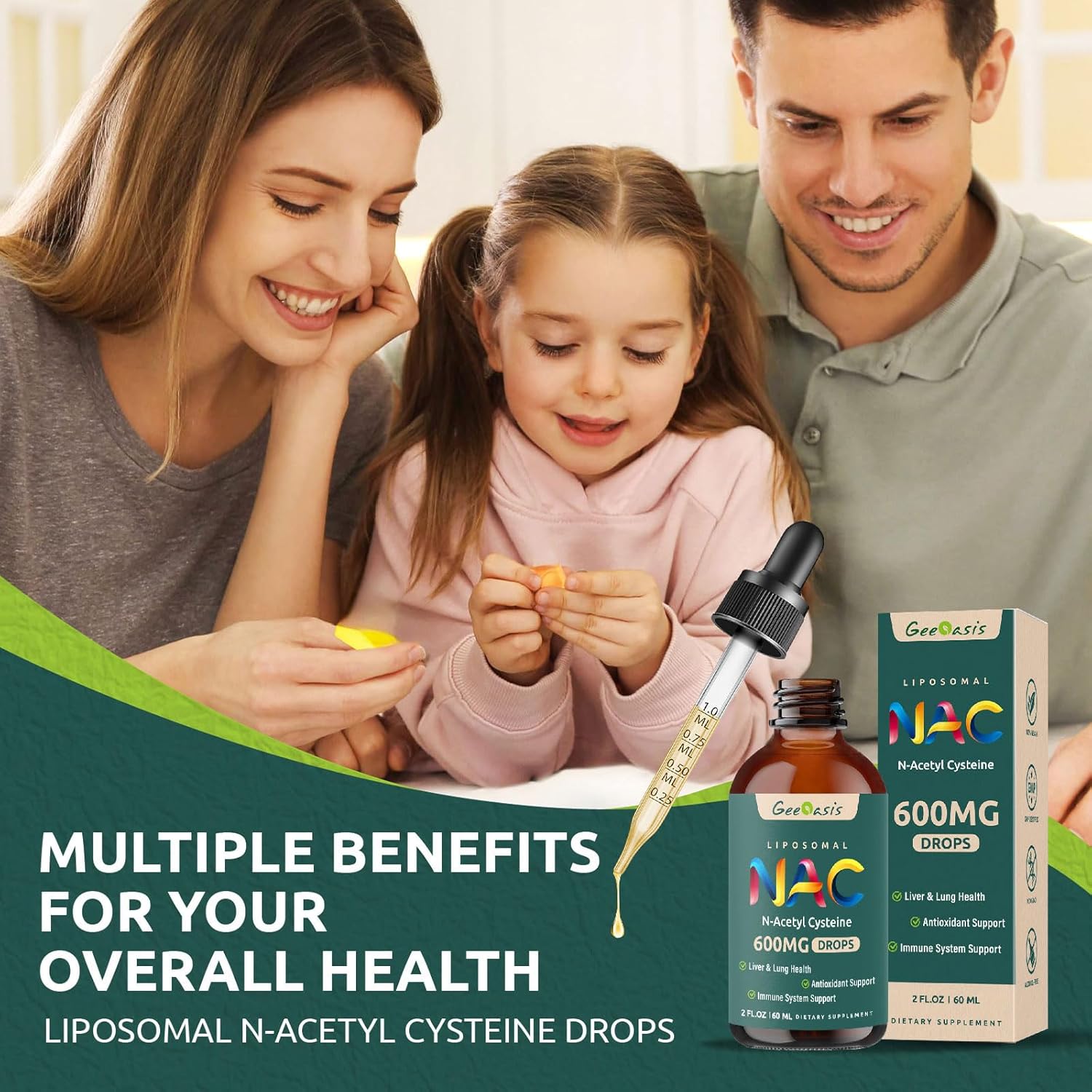 NAC Liposomal Liquid Supplement with Quercetin & Zinc for Liver & Lung Support - 600mg N Acetyl Cysteine Drops for Immune & Skin Health - 2 Fl Oz