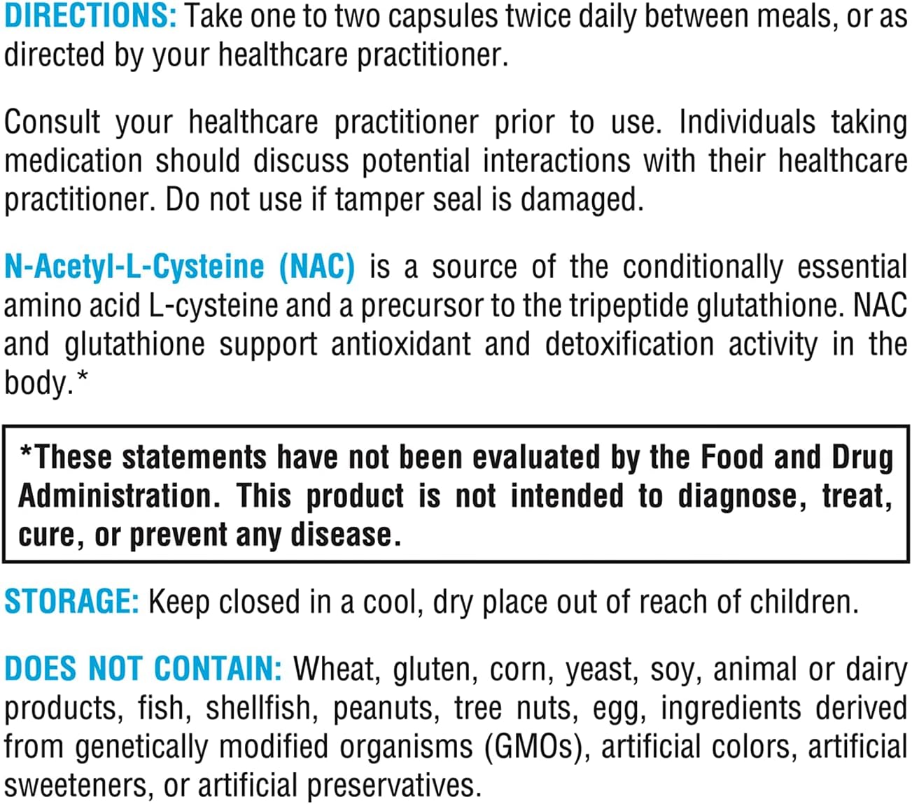 NAC N-Acetyl-Cysteine 600mg Capsules - Antioxidant & Liver Detox Support for Glutathione Synthesis - Non-GMO Supplement (60 Count)