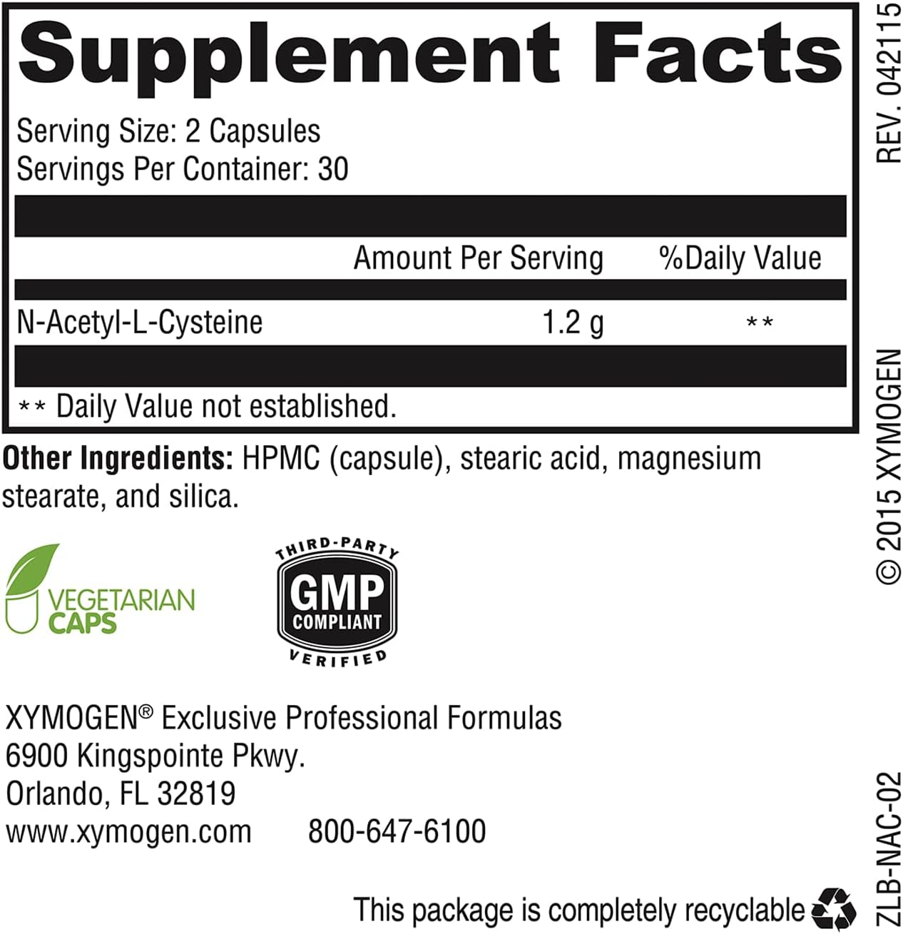 NAC N-Acetyl-Cysteine 600mg Capsules - Antioxidant & Liver Detox Support for Glutathione Synthesis - Non-GMO Supplement (60 Count)