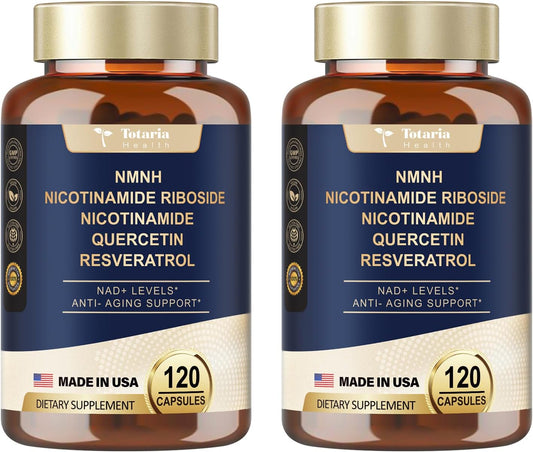 NAD+ Supplement with Niacinamide, Quercetin, and Trans-Resveratrol for Anti-Aging and Energy Support - 240 Count