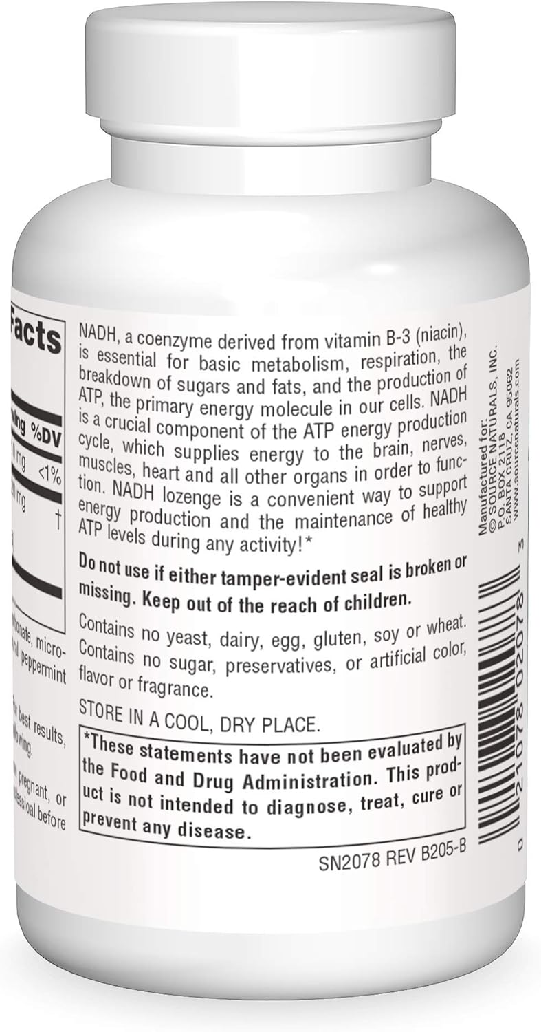NADH 10mg Tablets for Energy and Mental Alertness Boost - Source Naturals