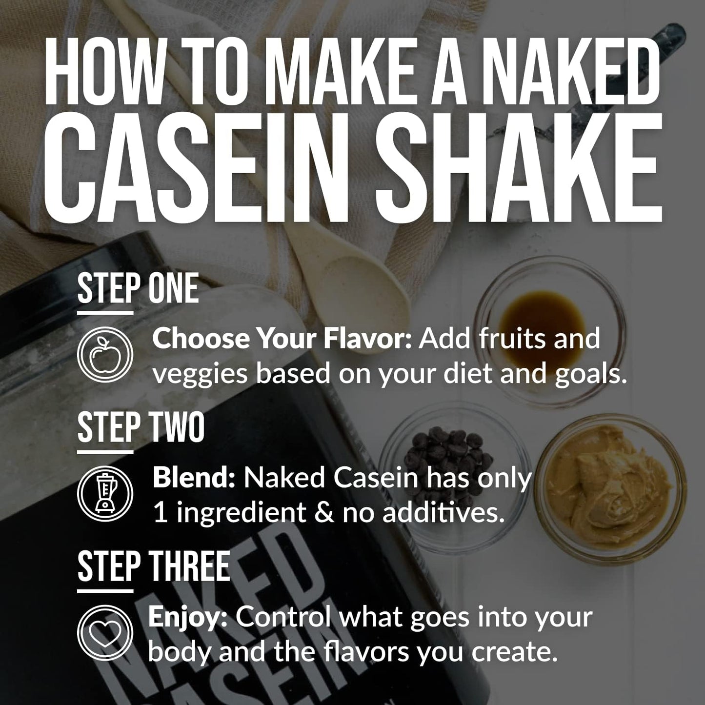 Naked Casein Protein Powder - 1lb Micellar Casein for Muscle Growth & Recovery - Bulk GMO-Free, Gluten-Free, Soy-Free, Preservative-Free - 15 Servings
