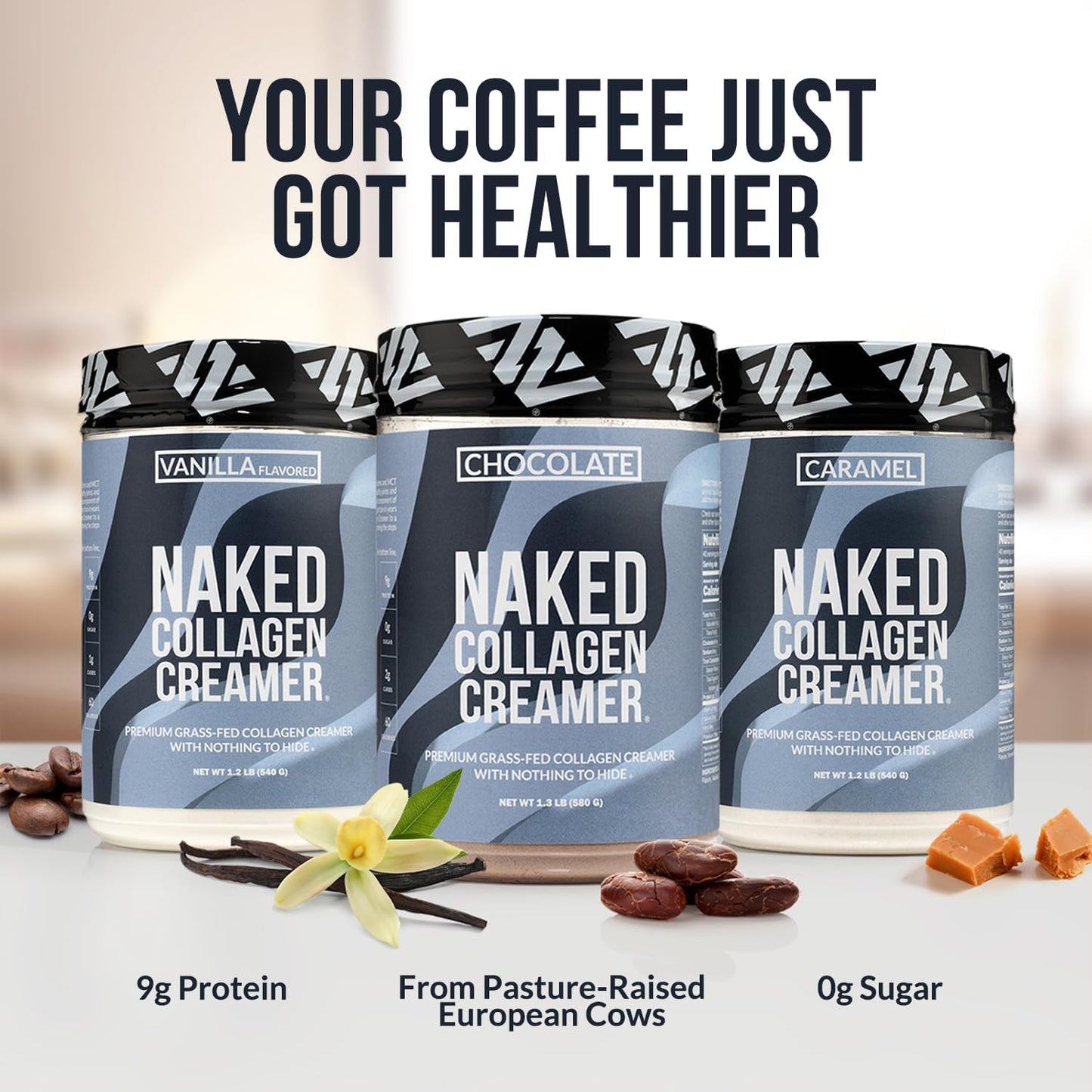 Naked Collagen Mocha Coffee Creamer - Dairy-Free, Gluten-Free, GMO-Free - 40 Servings - Hair, Skin, and Nails Support