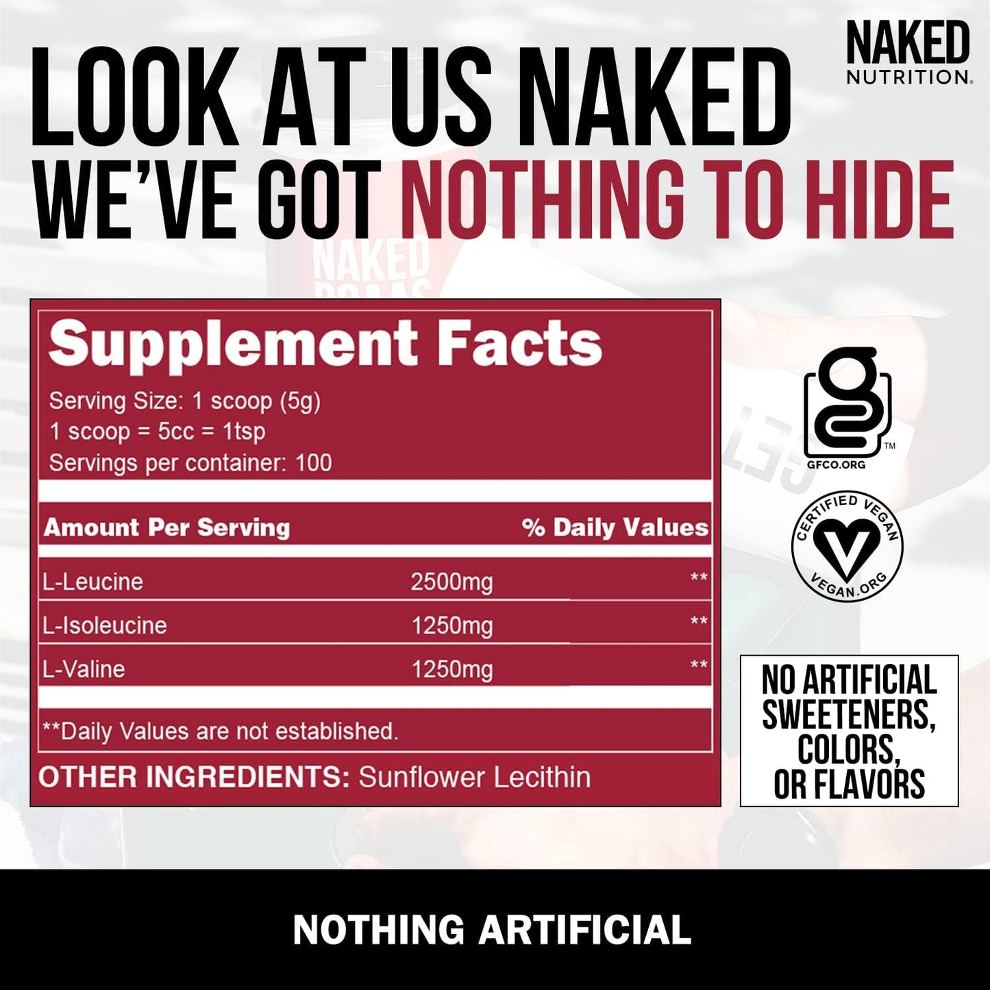 Naked Nutrition Bundle: Pure Creatine Monohydrate and BCAAs, 100 Servings Each, Unflavored Vegan Formula
