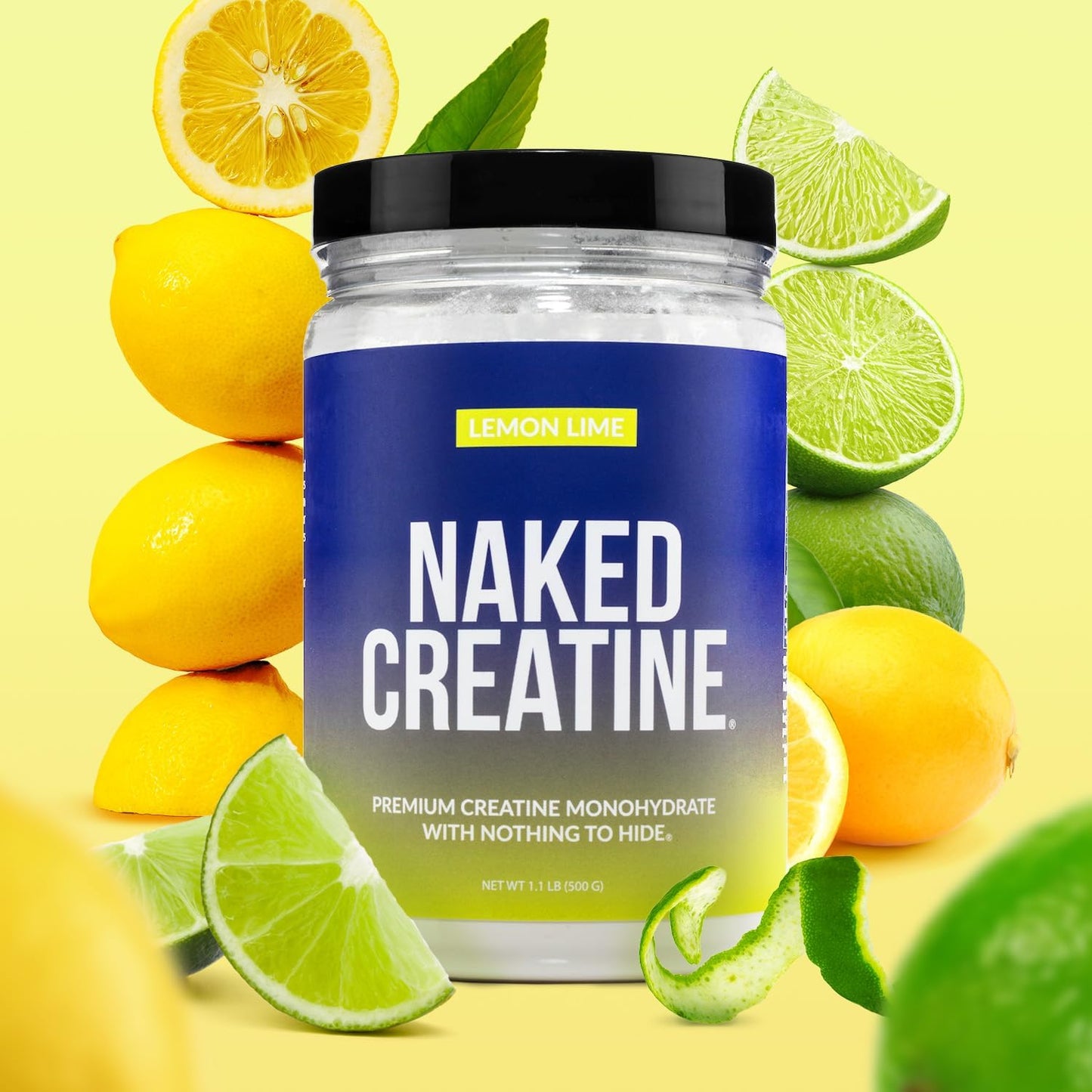 Naked Nutrition Lemon Lime Micronized Creatine Monohydrate - 42 Servings, 500g, Vegan & Non-GMO - Boost Strength Naturally