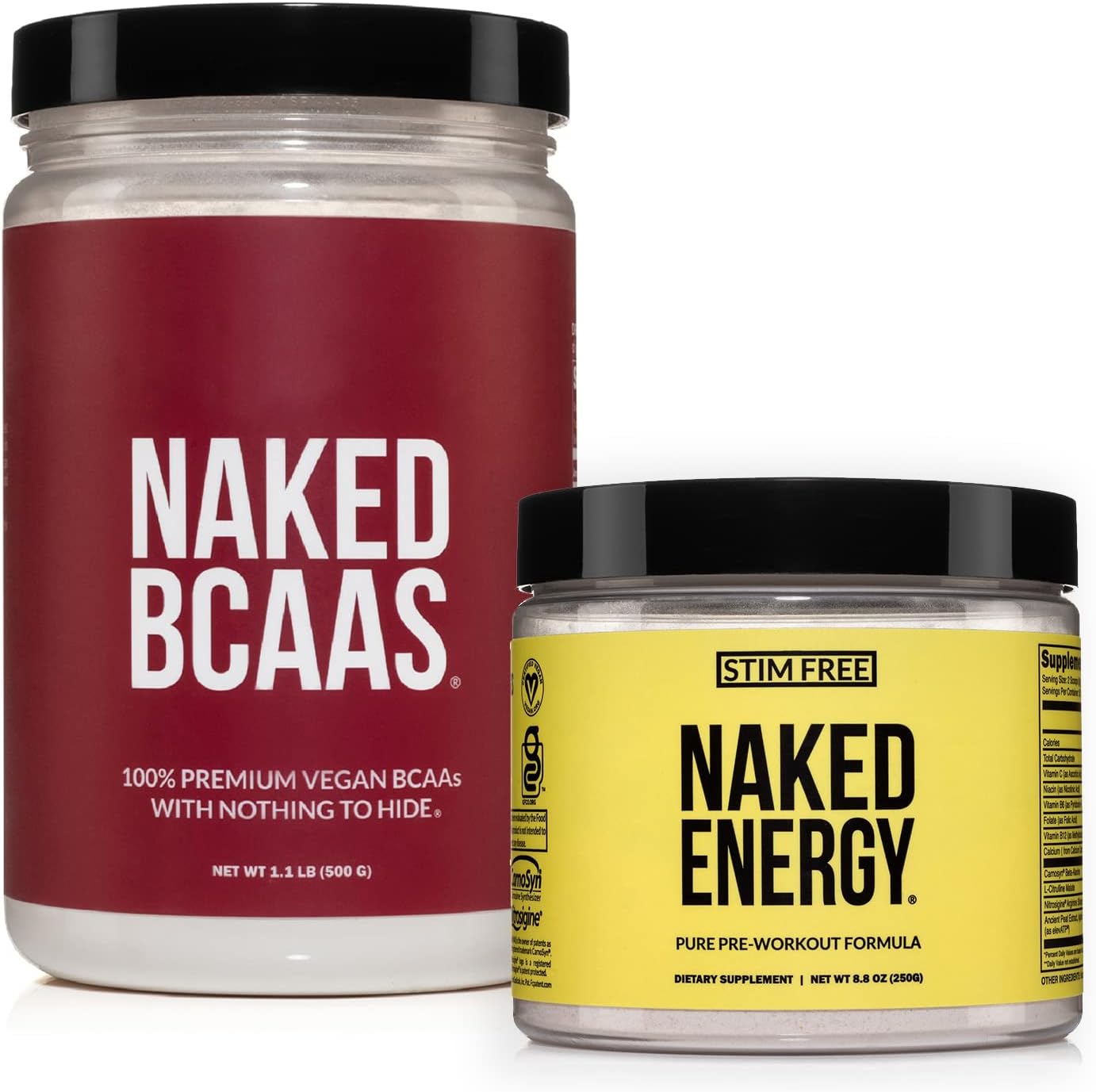 Naked Nutrition Vegan Energy and Performance Bundle: Stimulant-Free Energy + BCAAS Amino Acids Powder - BoostGo Australia