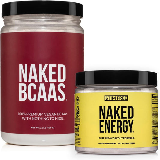 Naked Nutrition Vegan Energy and Performance Bundle: Stimulant-Free Energy + BCAAS Amino Acids Powder - BoostGo Australia