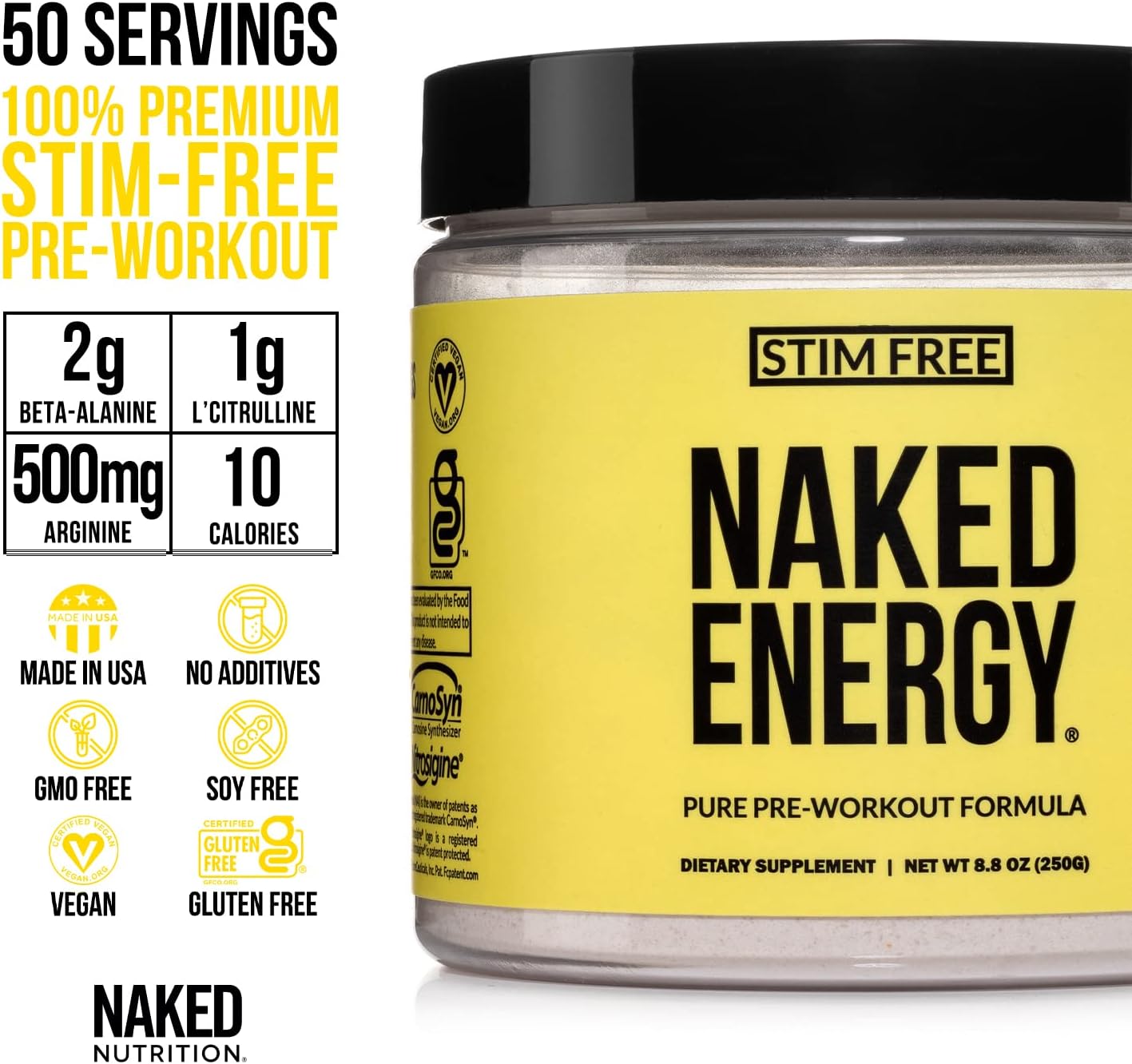 Naked Nutrition Vegan Energy and Performance Bundle: Stimulant-Free Energy + BCAAS Amino Acids Powder - BoostGo Australia