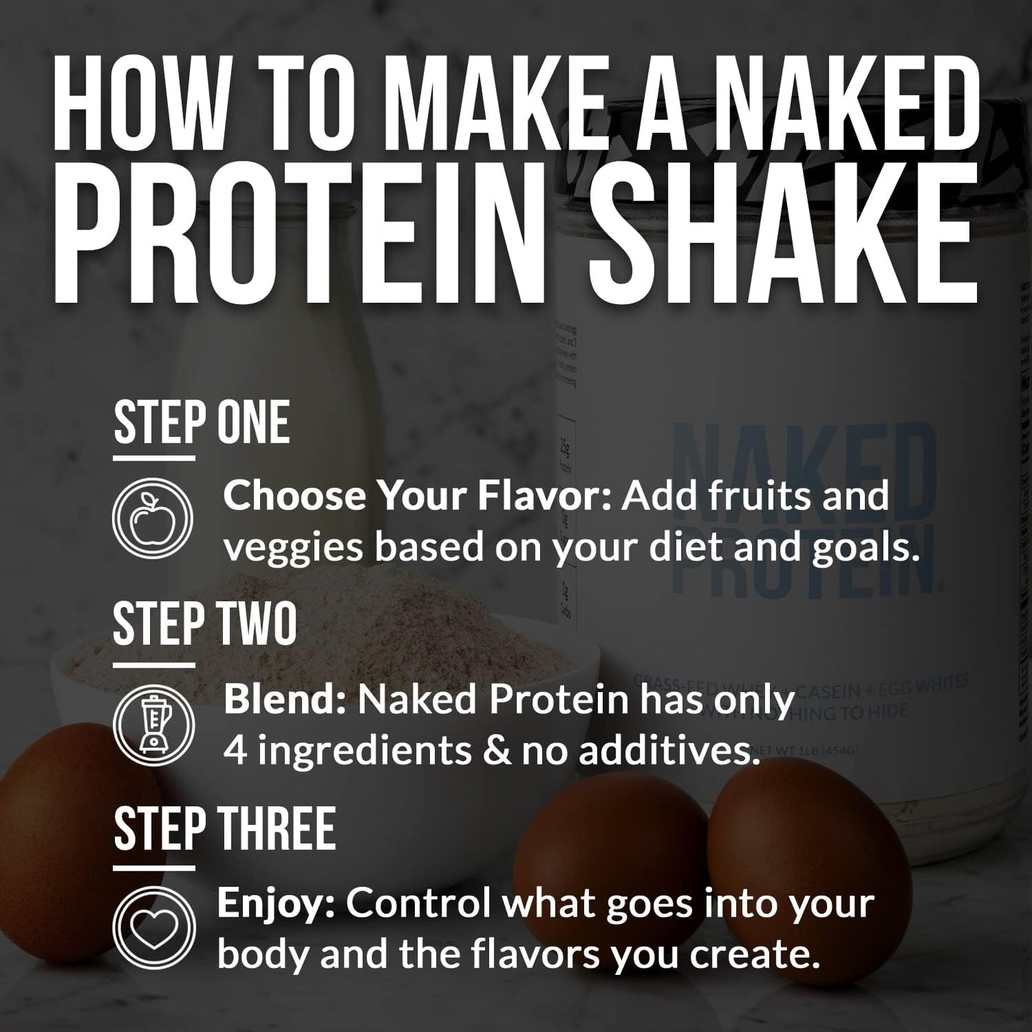 Naked Protein Powder Blend - Egg, Whey, and Casein Protein Mix, Unflavored by Naked Nutrition
