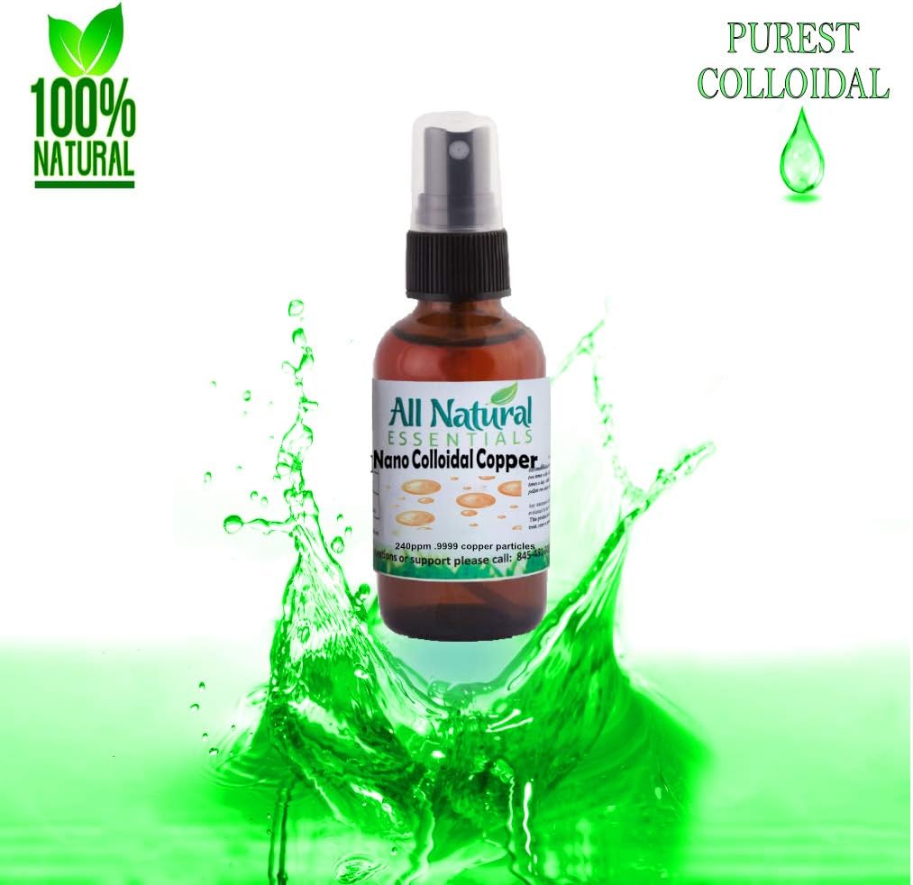 Nano Colloidal Copper Liquid Supplement - 2oz 240ppm Bottle, Kosher Certified, All-Natural Minerals for Adults, Men, Women, Kids