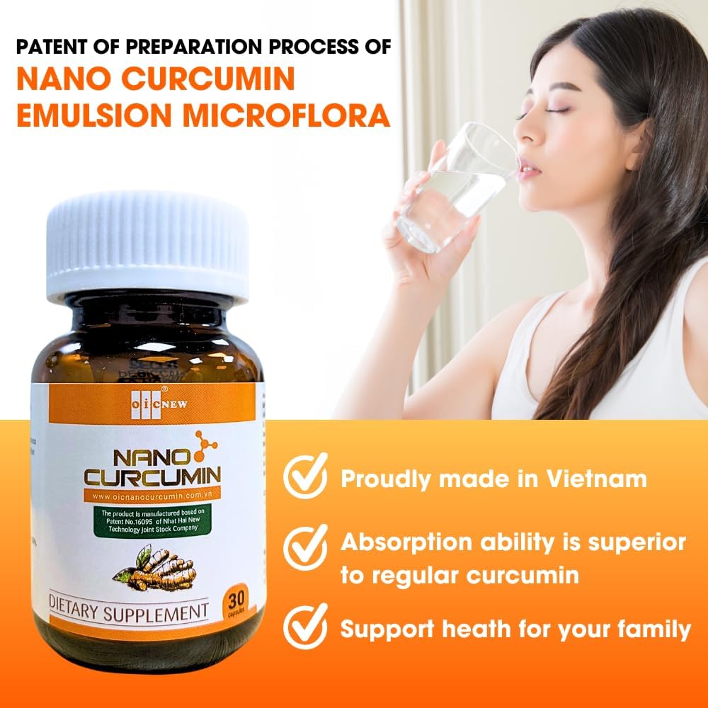 Nano Curcumin Capsules with Advanced Absorption Technology - 30 Capsules for Digestive Health, Gastric Relief, and Skin Benefits