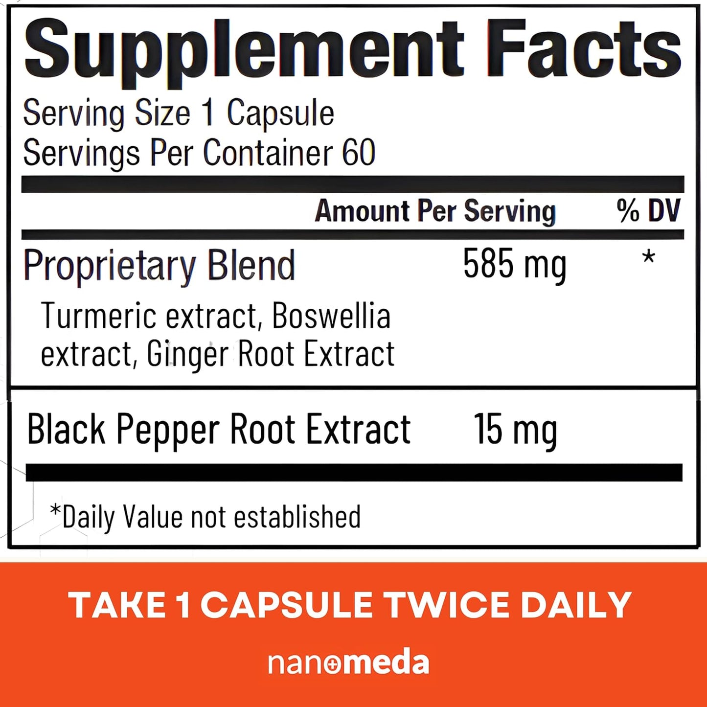 Nano Meda® Turmeric Curcumin with Boswellia | High Absorption Joint Support Supplement, 60 Capsules
