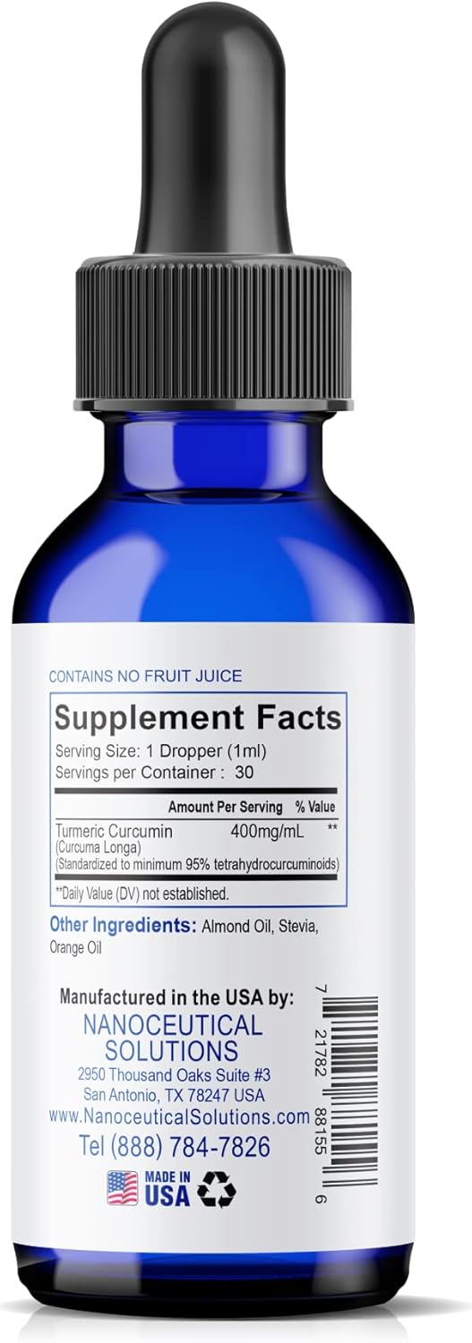 Nanoceutical Solutions Nano Turmeric Curcumin Drops - Organic Vegan Non-GMO Formula for Joint, Digestive, Liver & Heart Health - Highly Bioavailable Nano Particles for Rapid Absorption - 30 ml Bottle - BoostGo Australia