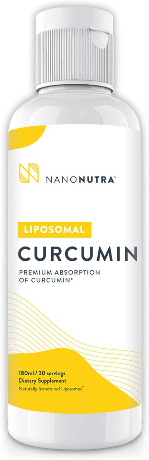 NanoNutra Liposomal Curcumin with Sunflower Lecithin for Enhanced Absorption | Powerful Turmeric Supplement | 180ml - 30 Servings